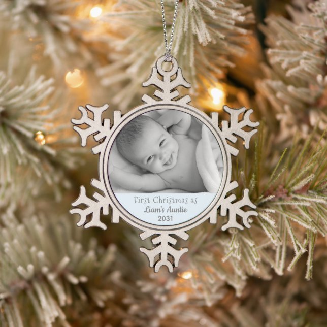 1. Weihnachtsfest aus Nephew-Foto Schneeflocken Zinn-Ornament (Baum)