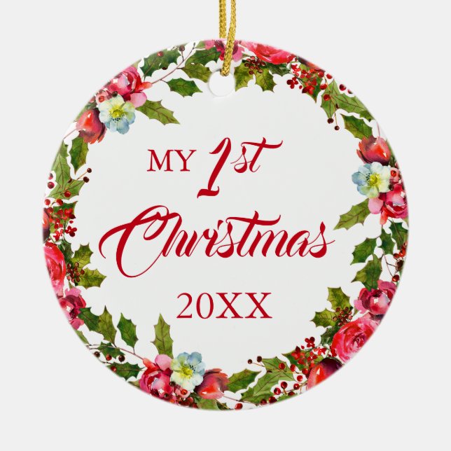 1. Weihnachtsfest Foto Keramik Ornament (Vorne)