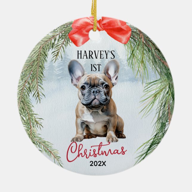 1. Weihnachtsfest Franz Bulldog Keramik Ornament (Hinten)