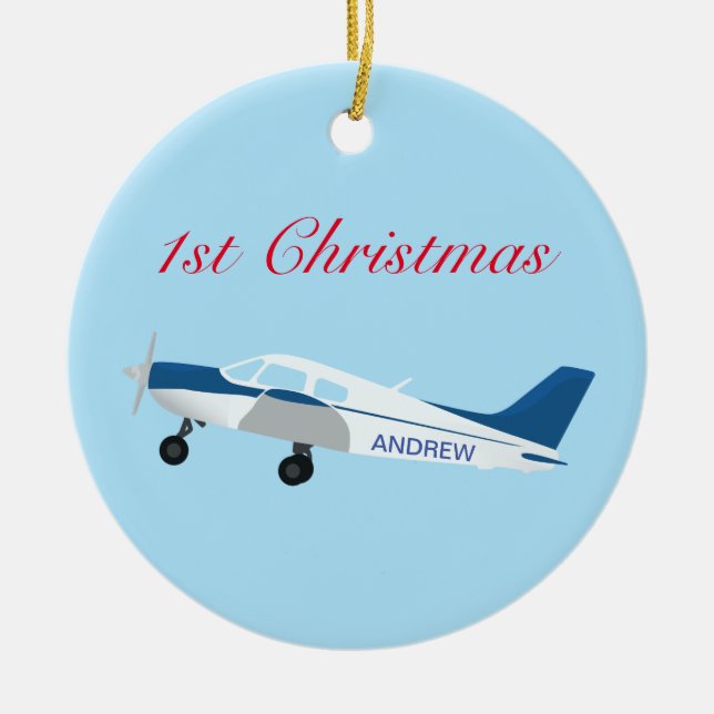 1. Weihnachtsflugzeug-Ornament Keramik Ornament (Vorne)