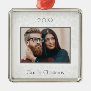 1. Weihnachtsfoto als Ehepaar in Weiß Ornament Aus Metall