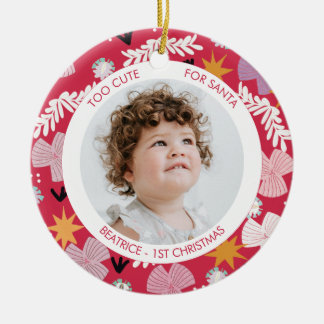 1. Weihnachtsfoto Baby floral süß trendy Keramik Ornament