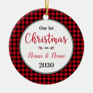 1. Weihnachtsfoto Nonna Nonno Keramik Ornament