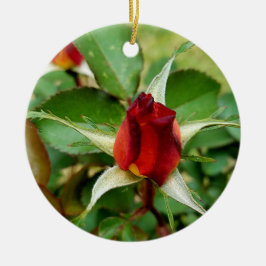 1. Weihnachtsgeburt Rote Rose Keramik Ornament