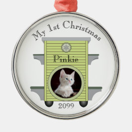 1. Weihnachtskatzenkatze Foto Cat House Upload Ornament Aus Metall