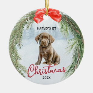 1. Weihnachtskraut Brown Labrador Retriever Keramik Ornament