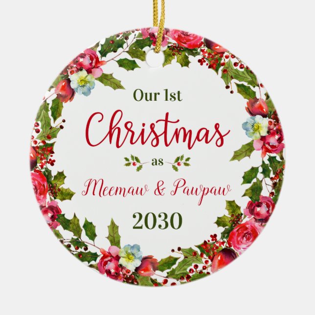 1. Weihnachtsmeemaw Pawpaw Foto Keramik Ornament (Vorne)