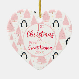 1. Weihnachtspenguin Great Nanna Pink Keramik Ornament