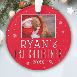 1. Weihnachtsschneeflocke Rotes Weihnachtsfest Fot Ornament