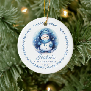 1. Weihnachtsschneemann 2 Sided Foto Keramik Ornament