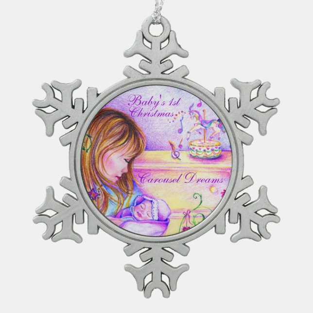 1. Weihnachtszinndekoration für das Baby Schneeflocken Zinn-Ornament (Vorderseite)