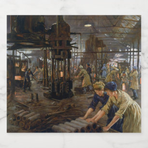 1. Weltkrieg 1918 Frauen in einer Munitionsfabrik Bierflaschenetikett