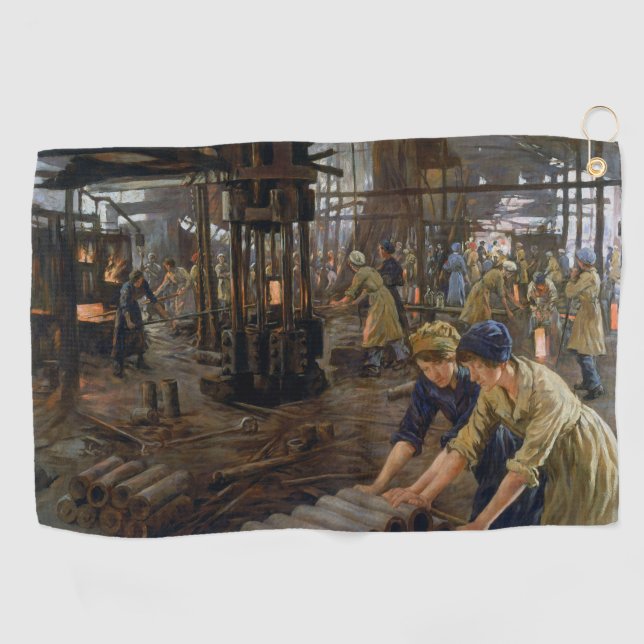 1. Weltkrieg 1918 Frauen in einer Munitionsfabrik Golfhandtuch (Horizontal)