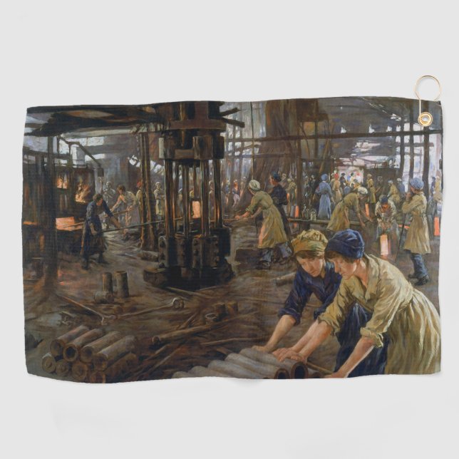 1. Weltkrieg 1918 Frauen in einer Munitionsfabrik Golfhandtuch (Horizontal)