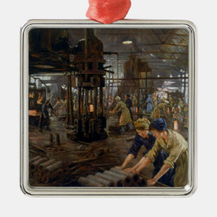 1. Weltkrieg 1918 Frauen in einer Munitionsfabrik Ornament Aus Metall