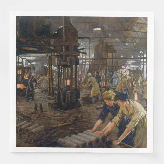 1. Weltkrieg 1918 Frauen in einer Munitionsfabrik Serviette (Vorderseite)
