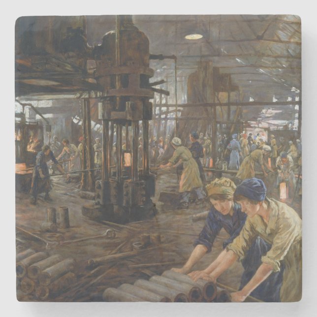 1. Weltkrieg 1918 Frauen in einer Munitionsfabrik Steinuntersetzer (Vorderseite)