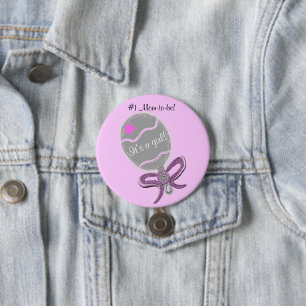 #1 werdende Mutter Es ist ein Mädchen Baby Shower Button