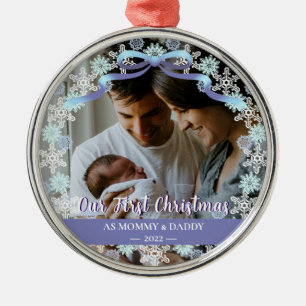 1. Xmas Neugeborene Eltern Soft Blue Tone Custom Ornament Aus Metall