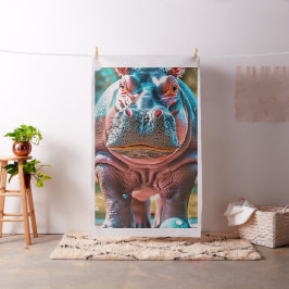 1 Yard Whimsical Hippo Türkis Blue Pink Stoff