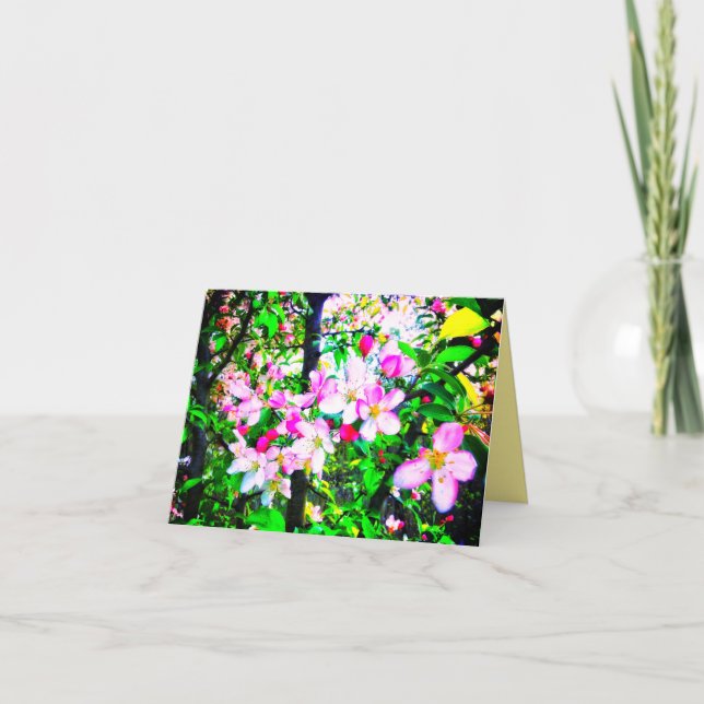 1APPLE BLOSSOMS BRILLANTE PETITE CARTE DE SALUT (Devant)