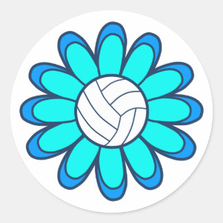 1Aqua Volleyball Girl Runder Aufkleber