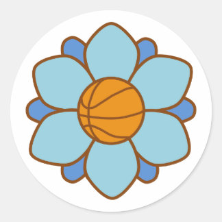 1Blue Basketball Girl Runder Aufkleber