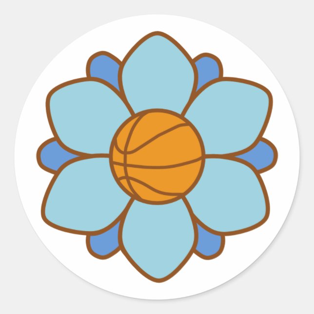 1Blue Basketball Girl Runder Aufkleber (Vorderseite)