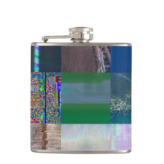 1C9984DA Glitch Art Digitale Verzerrung Vaporwave Flachmann (Vorderseite)