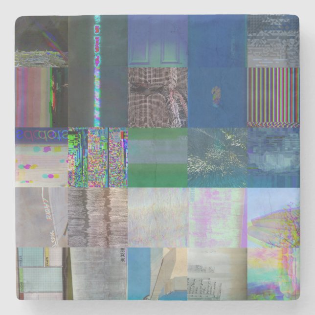 1C9984DA Glitch Art Digitale Verzerrung Vaporwave Steinuntersetzer (Vorderseite)