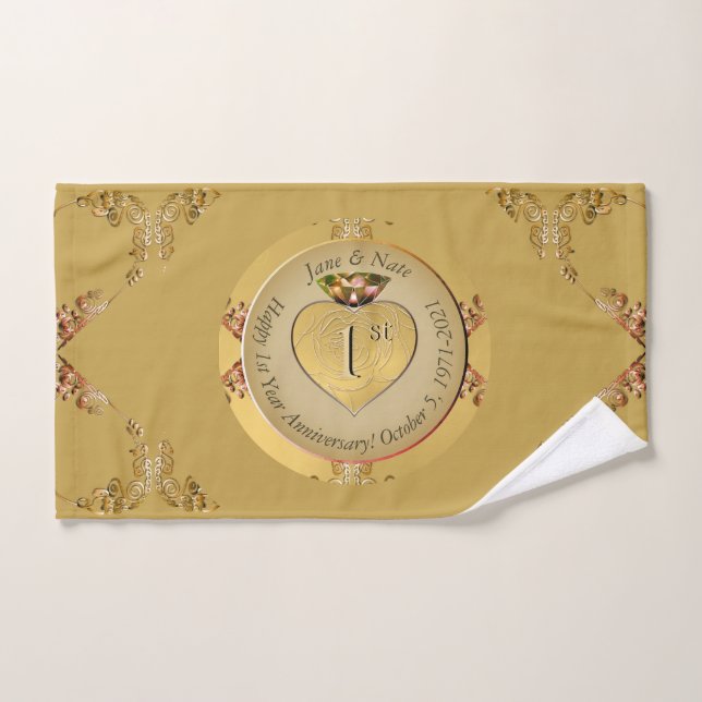 1er/50e anniversaire de Mariage Golden (Serviette à main)