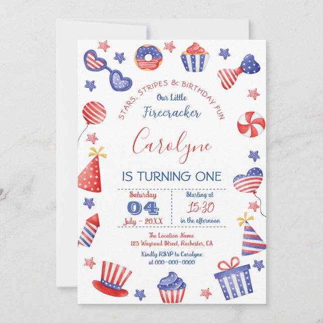 1er anniversaire 4 juillet Invitation (Devant)