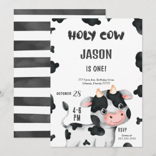 1er anniversaire Boy Cow Anniversaire Invitation