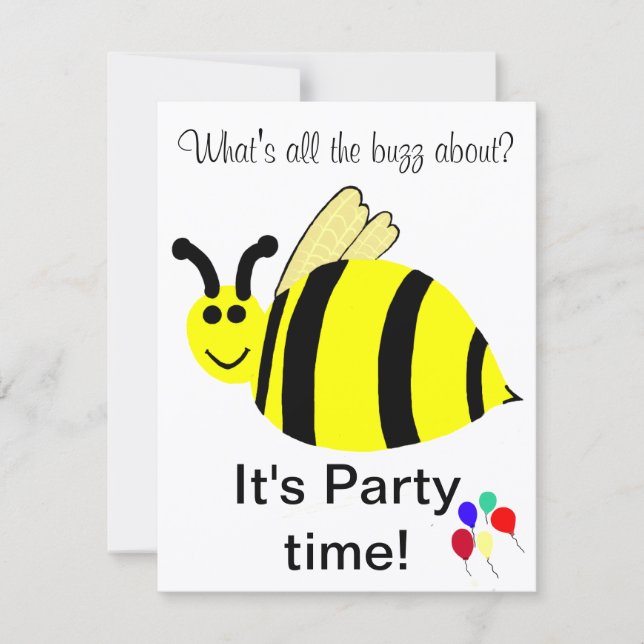 1er Anniversaire Bumble Bee Balloons Invitation (Devant)