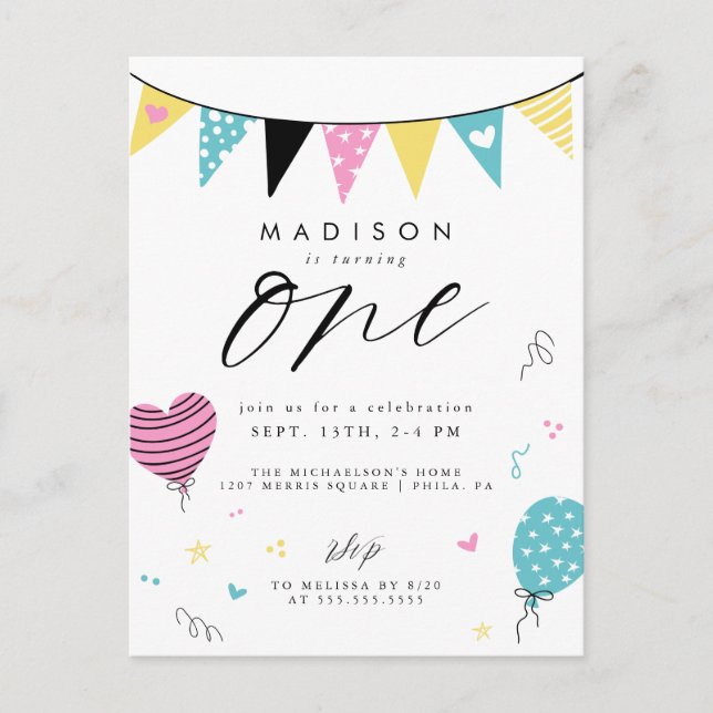 1ER ANNIVERSAIRE | Carte de vœux d'anniversaire mi (Devant)