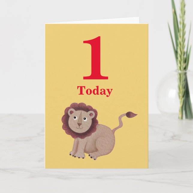 1er Anniversaire Carte Lion et jungle Friends (Devant)