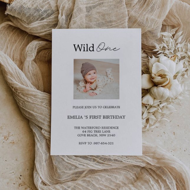 1er anniversaire Carte photo (1st Birthday Photo Board Invitation)