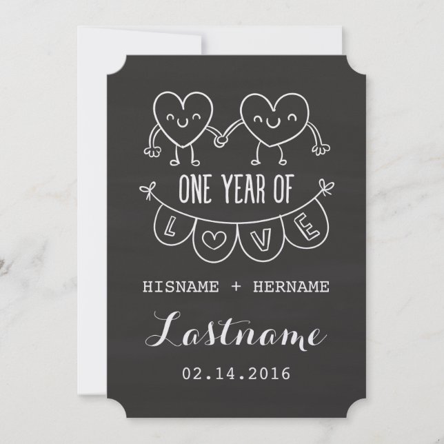 1er anniversaire Chalk Shimmer Invitations (Devant)