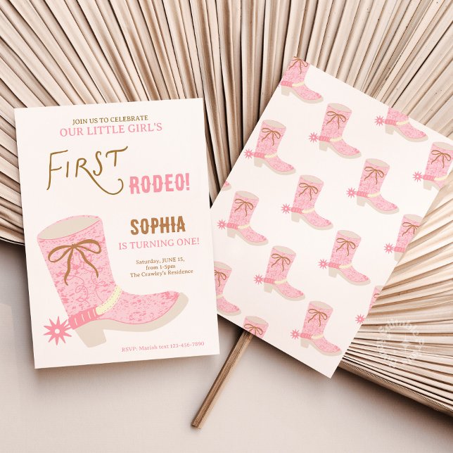 1er Anniversaire Cowgirl Premier Rodéo Invitation (girls first rodeo birthday invite)