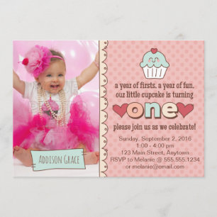 1er anniversaire Cupcakes Invitation