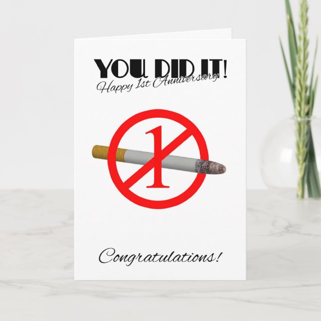 1er anniversaire de cesser de fumer Carte de voeux (Devant)