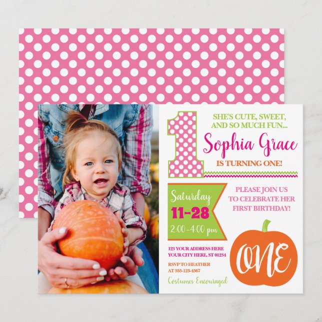 1er anniversaire de Marionnette Invitation avec ph (Devant / Derrière)