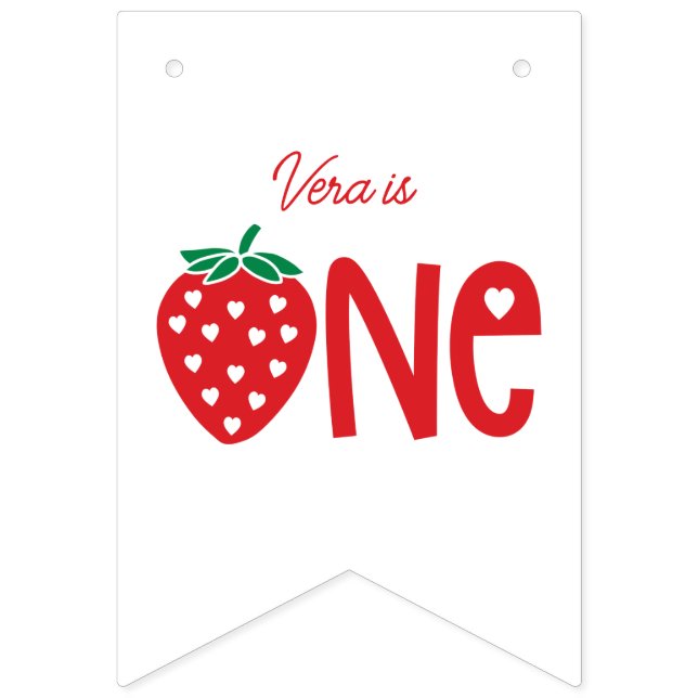 1er anniversaire fraise 12 mois bannière photo (Premier drapeau)