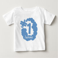 1er anniversaire garçon | T-shirt d'avion personna