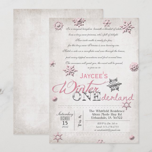 1er anniversaire hiver Onederland Invitation (Devant / Derrière)