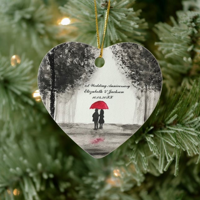 1er Anniversaire Mariage Amour Couple ornement (Arbre)