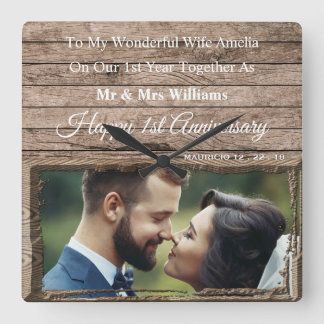 1er anniversaire mariage photo cadre horloge