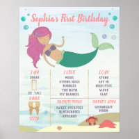 1er anniversaire Mermaid Milestone Poster