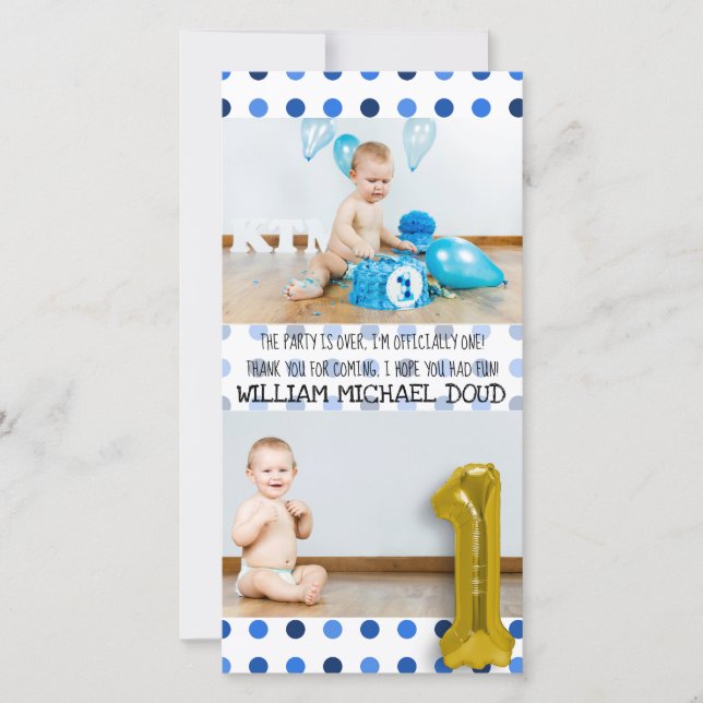 1er anniversaire personnalisé Carte de remerciemen (Devant)