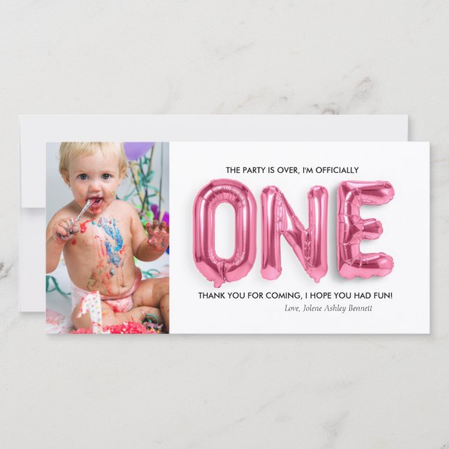 1er anniversaire personnalisé Carte de remerciemen (Devant)